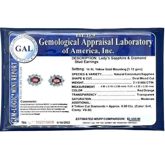 Natural Sapphire Diamond Stud Earrings 14k Gold 0.70 TCW Certified $2,450 215608 - Picture 11 of 11